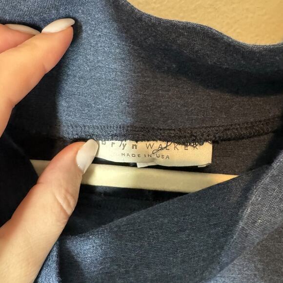 Bryn Walker Batwing Sleeve Jersey Knit Funnel Neck Midi Dress Dark Blue Small - Picture 5 of 8